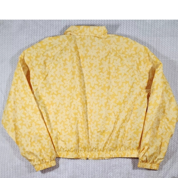 Nike Sportswear Windbreaker Jacket Women Sz XL Yellow Floral Full Zip Loose Fit - Picture 3 of 13